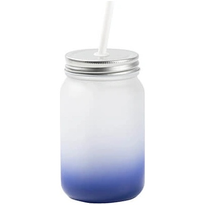 Mason Sklenice Jar bez ouška matná tmavě modrý gradient sublimace termotransfer 450 ml