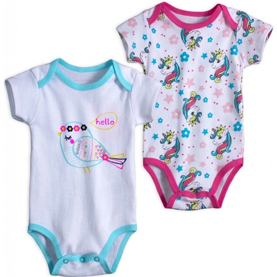 Kojenecké body MINI-MOME PTÁČEK JEDNOROŽEC balení 2ks