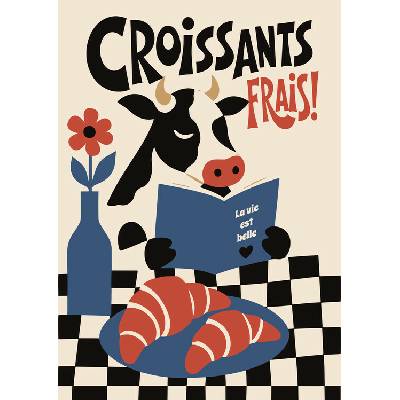 Plagát, Obraz - Reading Cow Croissants, Patryk Krygowski, 26.7 × 40 cm