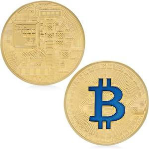 HARAHU Монета Bitcoin - Златна / Синя KP5731