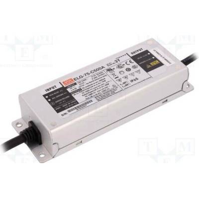 MEAN WELL ELG-75-C500A-3Y Napájecí zdroj: spínaný; LED; 75W; 75÷150VDC; 250÷500mA; IP65; 91%