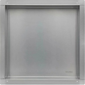 BALNEO Wall-Box квадратен вграден рафт 30x30x7 см без рамка, полирана неръждаема стомана (OB-IN1-NR)