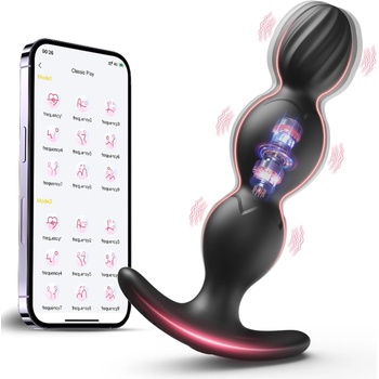 SuperLove Anal Beads Vibrating Butt Plug with App Black
