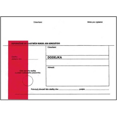 Obálky B6 s dodejkou, vytrhovací okénko - s červeným pruhem / 1000 ks