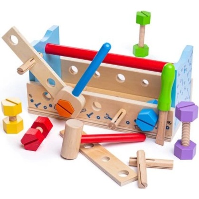 Bigjigs Toys - Дървен детска работна маса за игра с детски инструменти (BJ687)