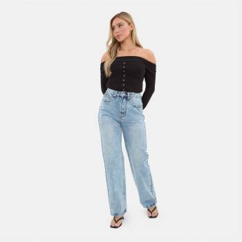I Saw It First Popper Front Bardot Top - Black