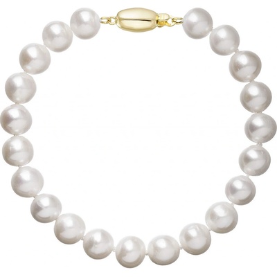 Pavona perlový náramek z říčních perel se zapínáním ze 14 karátového zlata 923003.1/9271A bílý
