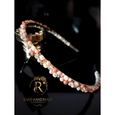 Radi handmade Диадема с естествен слънчев камък и кристали (896)
