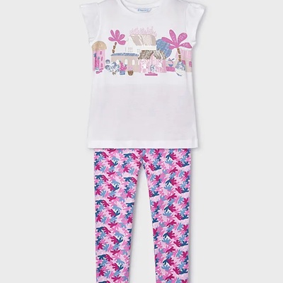 Mayoral Комплект тениска с легингс в лилаво за мини момиче Mayoral палми и пайети