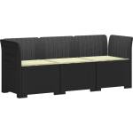 vidaXL Пейка за градина с Cushions във вид на ратан ПП Антрацит (3443818)