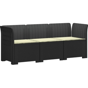 vidaXL Пейка за градина с Cushions във вид на ратан ПП Антрацит (3443818)
