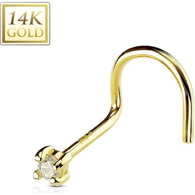 Šperky4U zlatý piercing do nosu zirkon ZL01010-YG