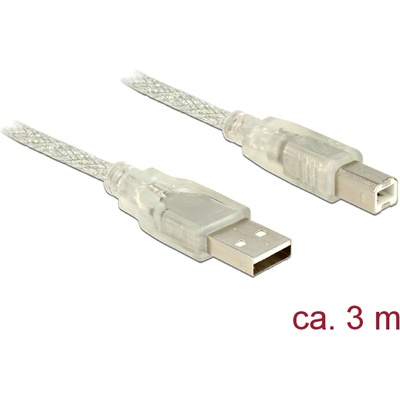 Delock USB 2.0 кабел с щепсел за конектор тип А USB 2.0 кабел с щепсел за конектор тип В, 3 м, транс
