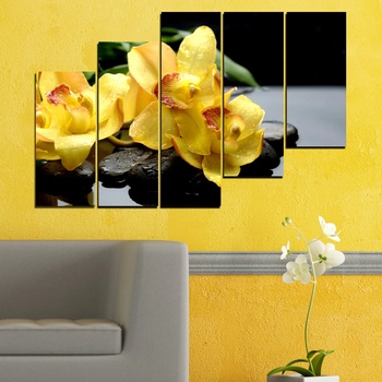 Vivid Home Картини пана Vivid Home от 5 части, Цветя, Канава, 110x65 см, 8-ма Форма №0572