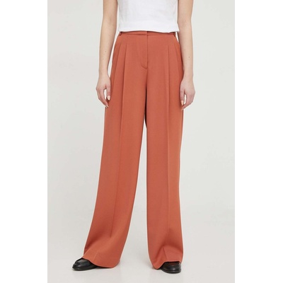 Calvin Klein Панталон с вълна Calvin Klein в кафяво с широка каройка, висока талия K20K206335 (K20K206335)