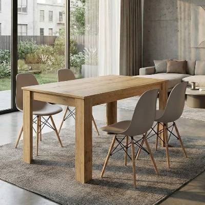 TopMebel Комплект за трапезария 5 части Darlen - Nova в цвят сапфирен дъб - капучино 125x72x74см