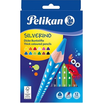 Pelikan Silverino silné trojhranné pastelky 12ks 00700627