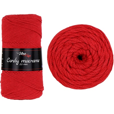 Vlna-hep Cordy macrame 2,5mm - šňůra bavlna Cordy macrame 2,5mm: nová - 8009 červená