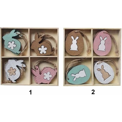 Lepaso Zajíc/vajíčko závěs dřevo 8ks/5cm mix
