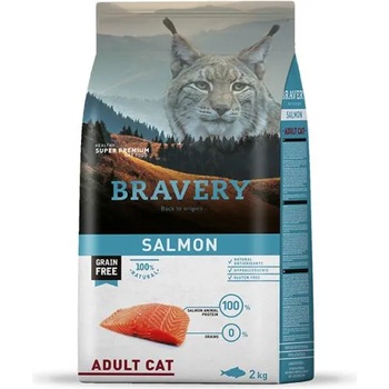 Bravery salmon cat adult, натурална, хипоалергенна храна, БЕЗ ЗЪРНО за пораснали котки от всички породи над 1 година, със сьомга, Испания - 7 кг