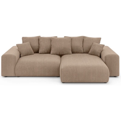 ROPEZ Бежов разтегателен ъглов диван с място за съхранение от рипсено кадифе (променлив) Luma - Ropez (Luma Naroznik L z f.spania Uniwersalna OT tk. Lincoln 17 ( Davis ))