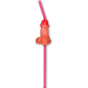  Пенис сламки в голям размер, 5 броя - Big Penis Straws Flesh (D-236711)