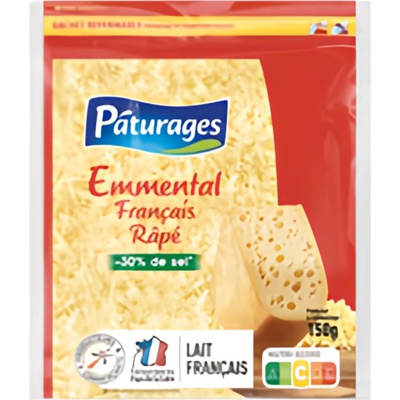 Pâturages Strouhaný ementál - 30% soli 150 g