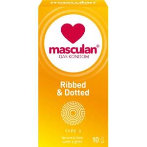 Masculan 10 бр. Презервативи на ивици и точки Masculan Ribbed & Dotted