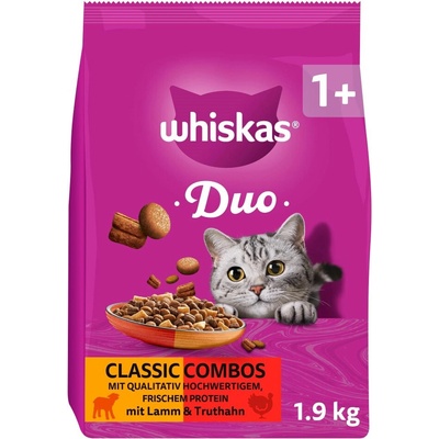 Whiskas 1+ Duo Classic Combos jahňacie a morčacie 1,9 kg