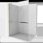 Mexen Kioto+ L душ-преграда с рафт Walk-in 90 x 200 см, прозрачен, златен - 800-090-123-50-00 (800-090-123-50-00)