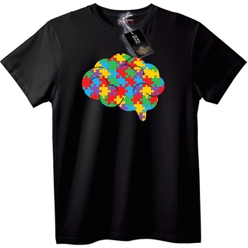 NOONEBRAND Тениска Пъзел Мозък - XL, White