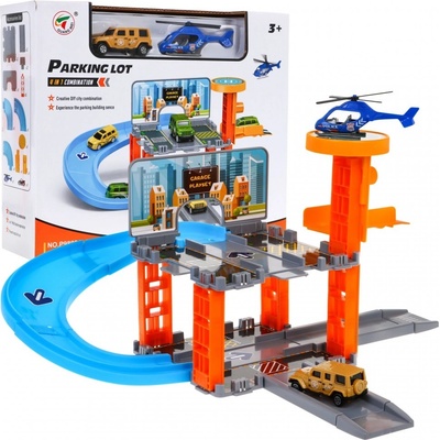 GIGA garáž s autíčkom a helikoptérou