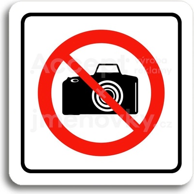 ACCEPT Piktogram zákaz fotografování - bílá tabulka - barevný tisk