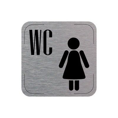 Popis místnosti - cedulka na dveře - WC ženy, hliníková tabulka, 80 x 80 mm