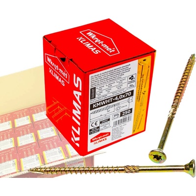 Klimas Wkret-Met TX 4x70mm - 1 Kartón (12x200 ks) - Skrutky / Vruty do dreva so zapustenou hlavou, WKCS