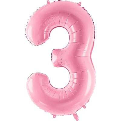 vybavsenaparty Fóliová číslice baby pink '3' 86 cm