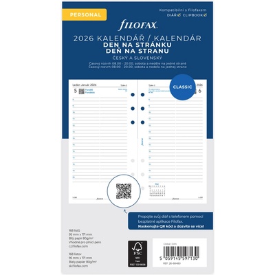 Filofax kalendář 2026 ČJ+SJ den/1 stránka – Zboží Dáma