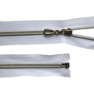 Prima-obchod Spirálový zip se stříbrnými zoubky No 5 délka 80 cm, barva Bílá