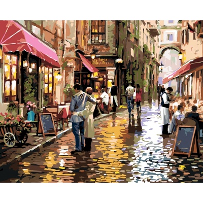 zuty Malování podle čísel pár u kavárny Richard Macneil 80 x 100 cm vypnuté plátno na rám