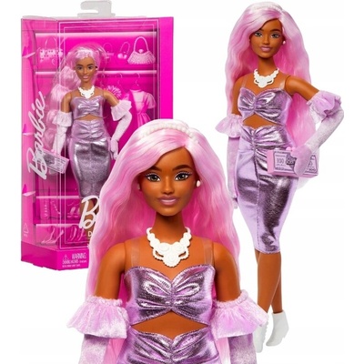 Barbie Deluxe modelka Metalické šaty