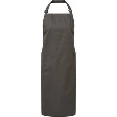 Premier Workwear Vysokogramážová fairtrade zástěra z organické bavlny 2 boční kapsy Černá 86x72cm PW120