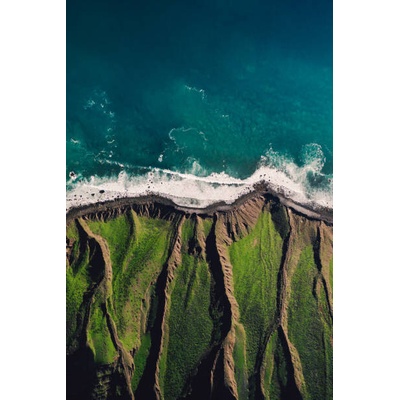Plakát, Obraz - Cliff edge and the Atlantic ocean, Abstract Aerial Art, 26.7 × 40 cm