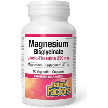 Natural Factors Магнезий (бисглицинат) 40 mg + Л-Теанин 250 mg 90 капсули | Natural Factors (2868 NF)