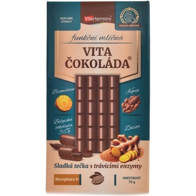 VitaHarmony VitaČokoláda funkční mléčná receptura D bromelain kmín zázvor 70 g