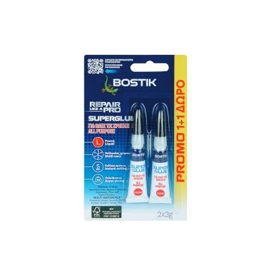 Bostik Лепило Super Glue 2x3г (1+1)