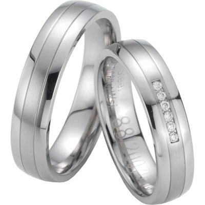 Snubní prsteny ocelové s diamanty ST20070