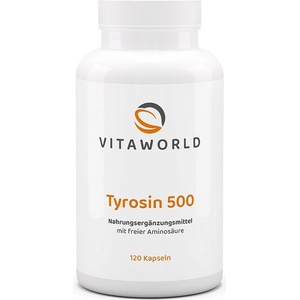 vitaworld L-Тирозин - За синтеза на тиреоидни хормони и концентрация, 500 mg, 120 капсули (09891874 VW)