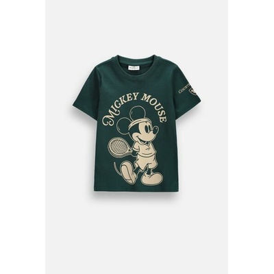 Coccodrillo Bavlněné tričko s krátkým rukávem zelený s potiskem Mickey Mouse licence MICKEY MOUSEvelikost 092zelená pro chlapce