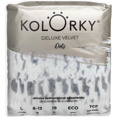 Kolorky DELUXE VELVET Bodky L 8-13 kg 19 ks