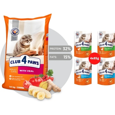 Club4Paws premium s teľacim mäsom 14 kg